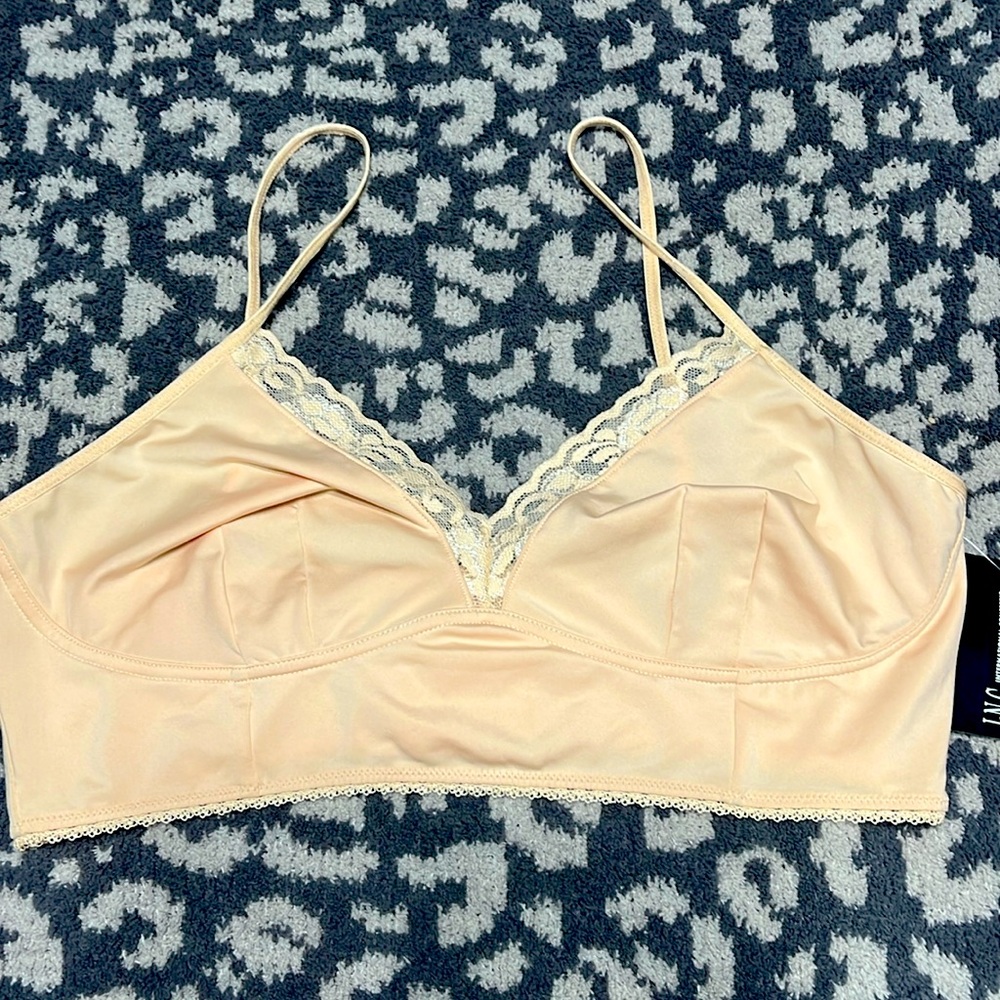 INC International Concepts Women's Cream Lace Trim Bralette